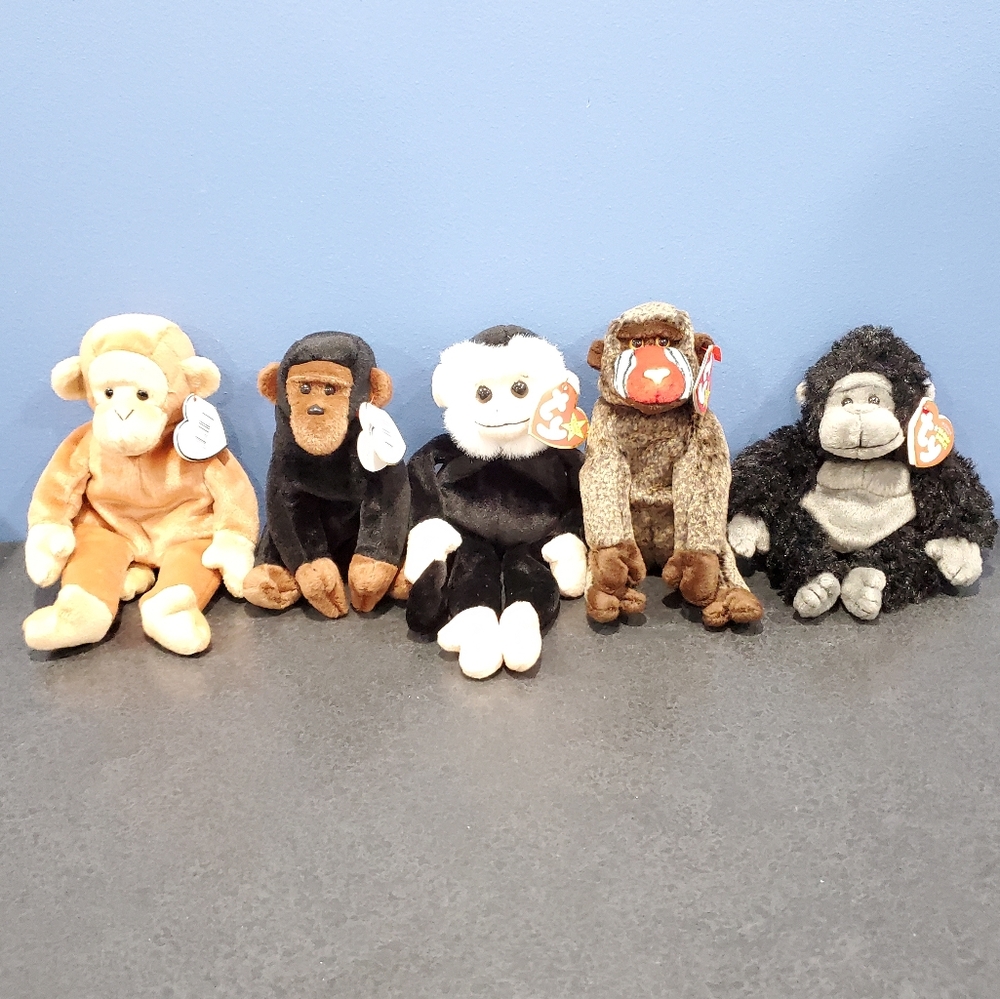 Lot of TY Monkey Beanie Babies - Must go by 12/8/21
